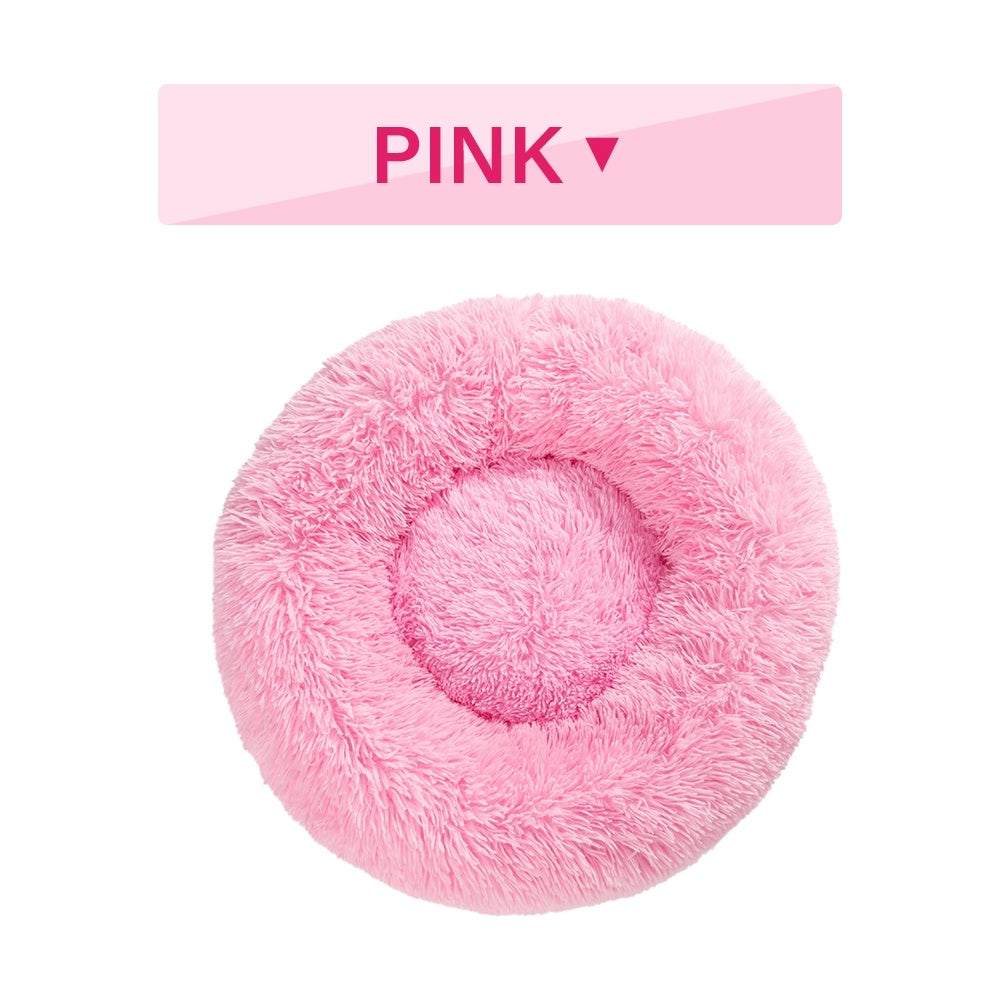 Fluffy Donut Dog / Cat Bed. Warm Soft Long Plush Pet Cushion