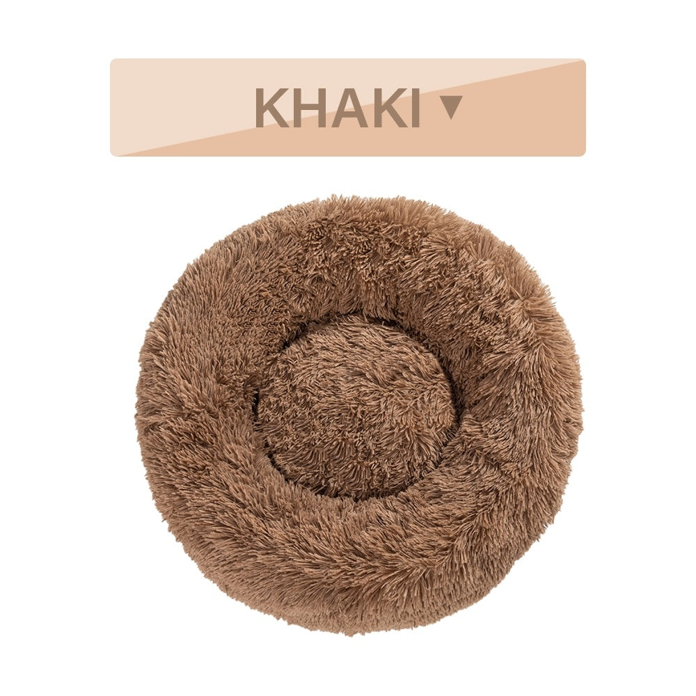 Fluffy Donut Dog / Cat Bed. Warm Soft Long Plush Pet Cushion