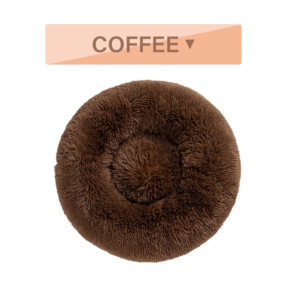 Fluffy Donut Dog / Cat Bed. Warm Soft Long Plush Pet Cushion