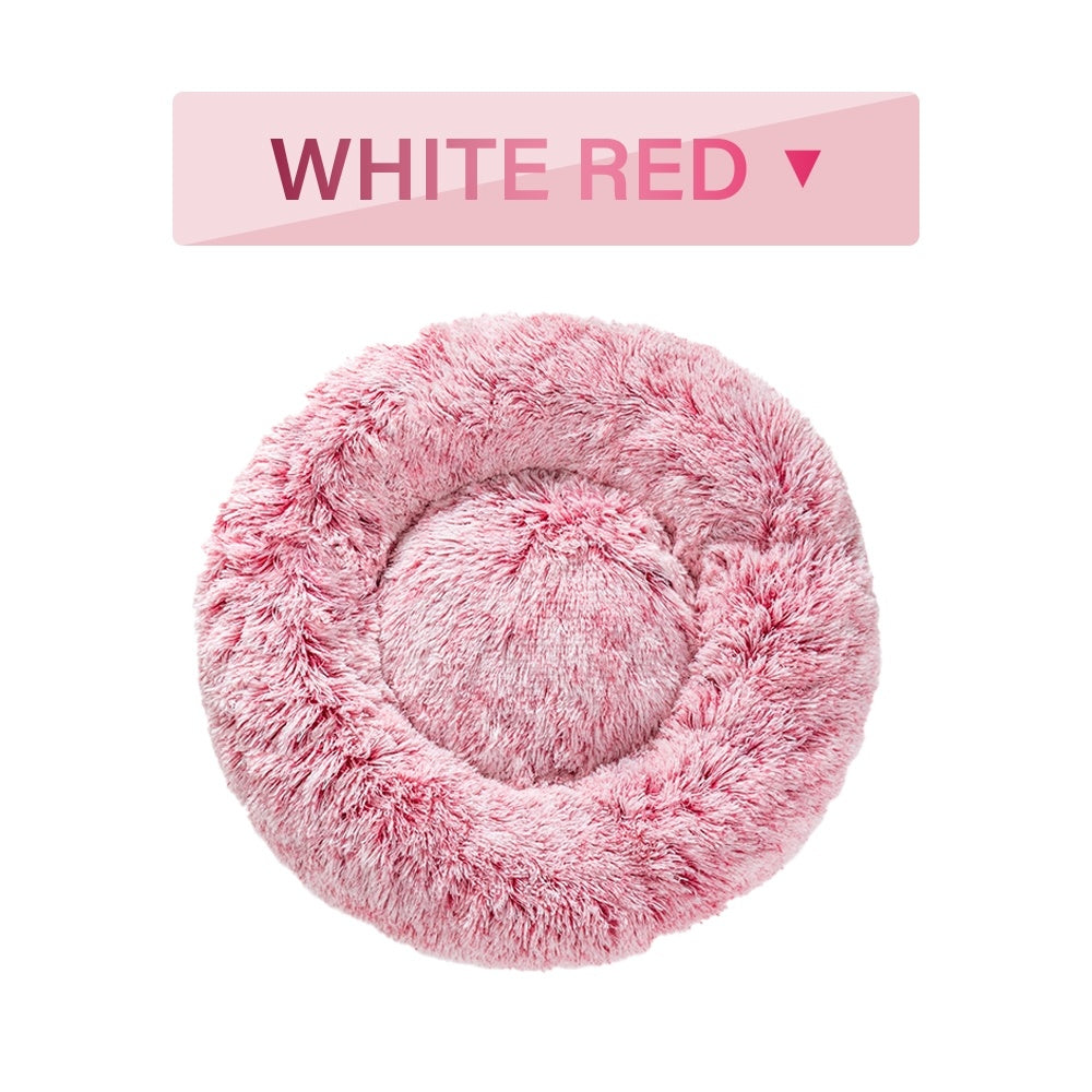 Fluffy Donut Dog / Cat Bed. Warm Soft Long Plush Pet Cushion