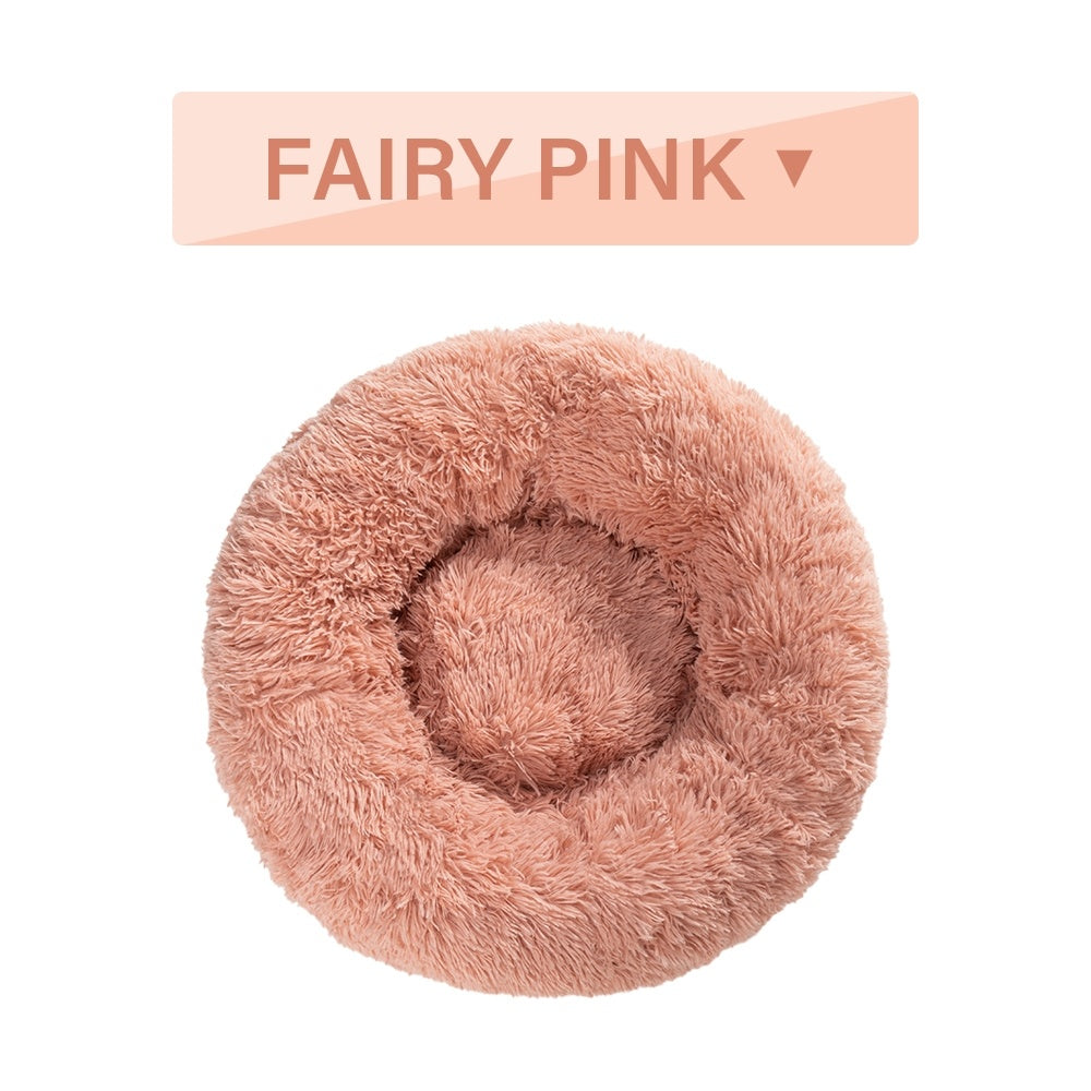 Fluffy Donut Dog / Cat Bed. Warm Soft Long Plush Pet Cushion